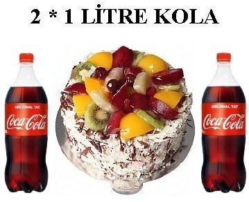 6-9 Kişilik Karışık Meyveli Yaş Pasta & 2x1 Lt Cola